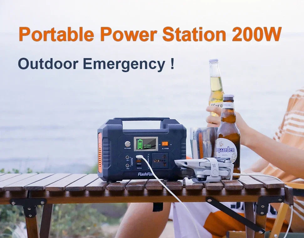Powerstation E200 Portable Power Station 200W Solar Generator 151WH Battery AC DC Outdoor Camera Drone Power Supply Solar Charge