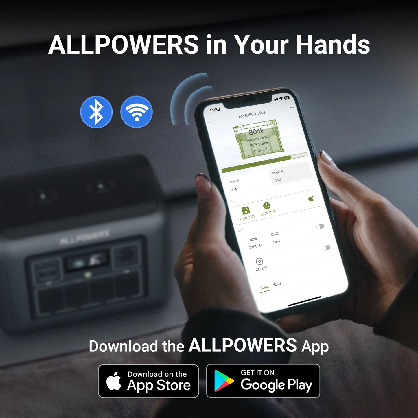 ALLPOWERS Portable Power Station R1500 1152Wh LiFePO4 Battery with 1800W (3000W Peak) AC Output Solar Generator for Garden Party