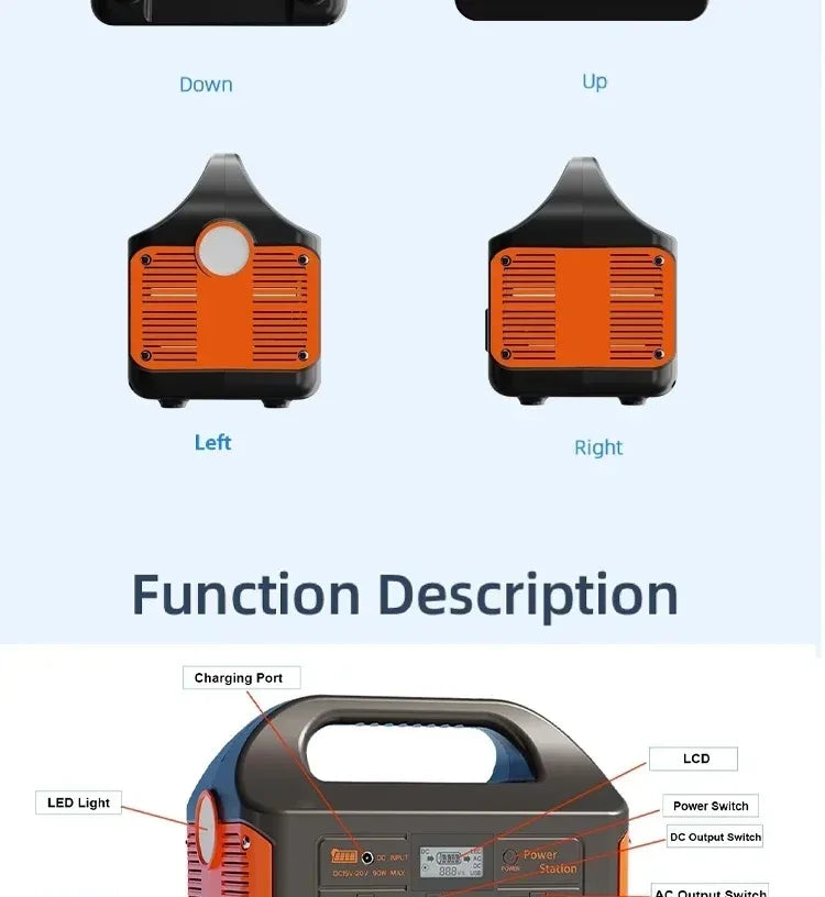 220V Outdoor Portable Mobile Power Supply 230 Wh 300W Power Station Generator LED First Aid Home Camping Computer Solar Charging