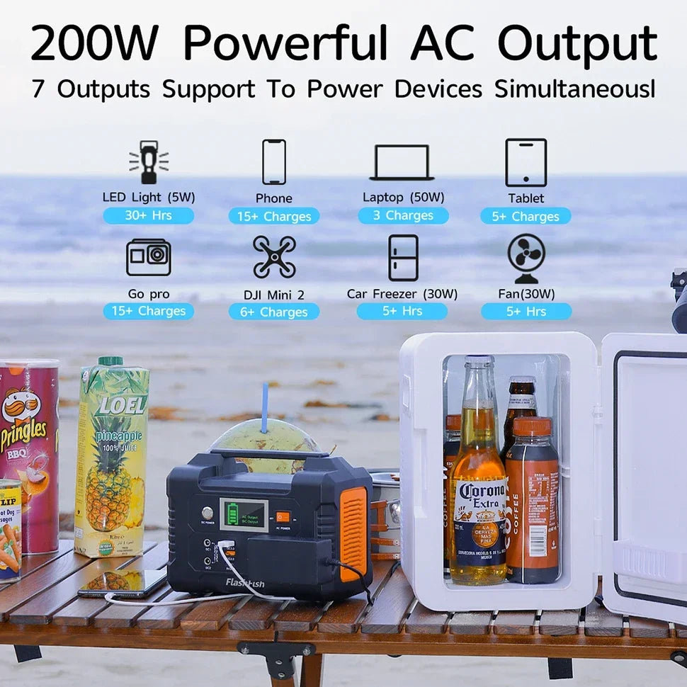 Powerstation E200 Portable Power Station 200W Solar Generator 151WH Battery AC DC Outdoor Camera Drone Power Supply Solar Charge