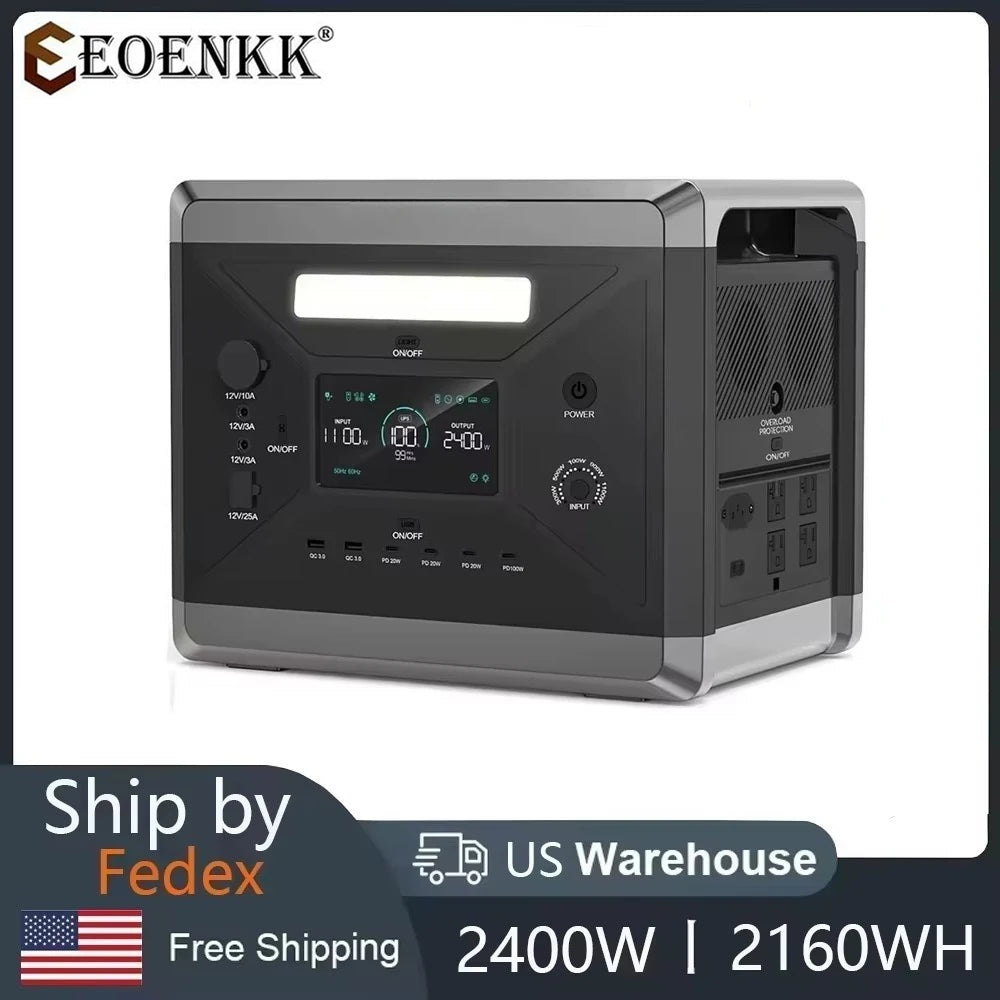 LiFePO4 Battery Q2501 Portable Power Station 2160WH With 2400W 4800W Peak AC Output Solar Generator for Garden Party