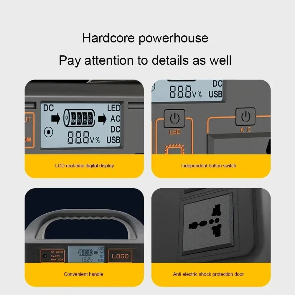 220V Outdoor Portable Mobile Power Supply 230 Wh 300W Power Station Generator LED First Aid Home Camping Computer Solar Charging