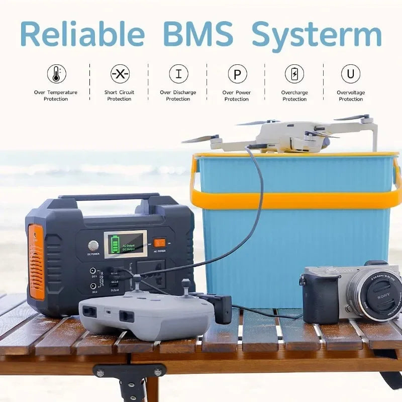 Powerstation E200 Portable Power Station 200W Solar Generator 151WH Battery AC DC Outdoor Camera Drone Power Supply Solar Charge
