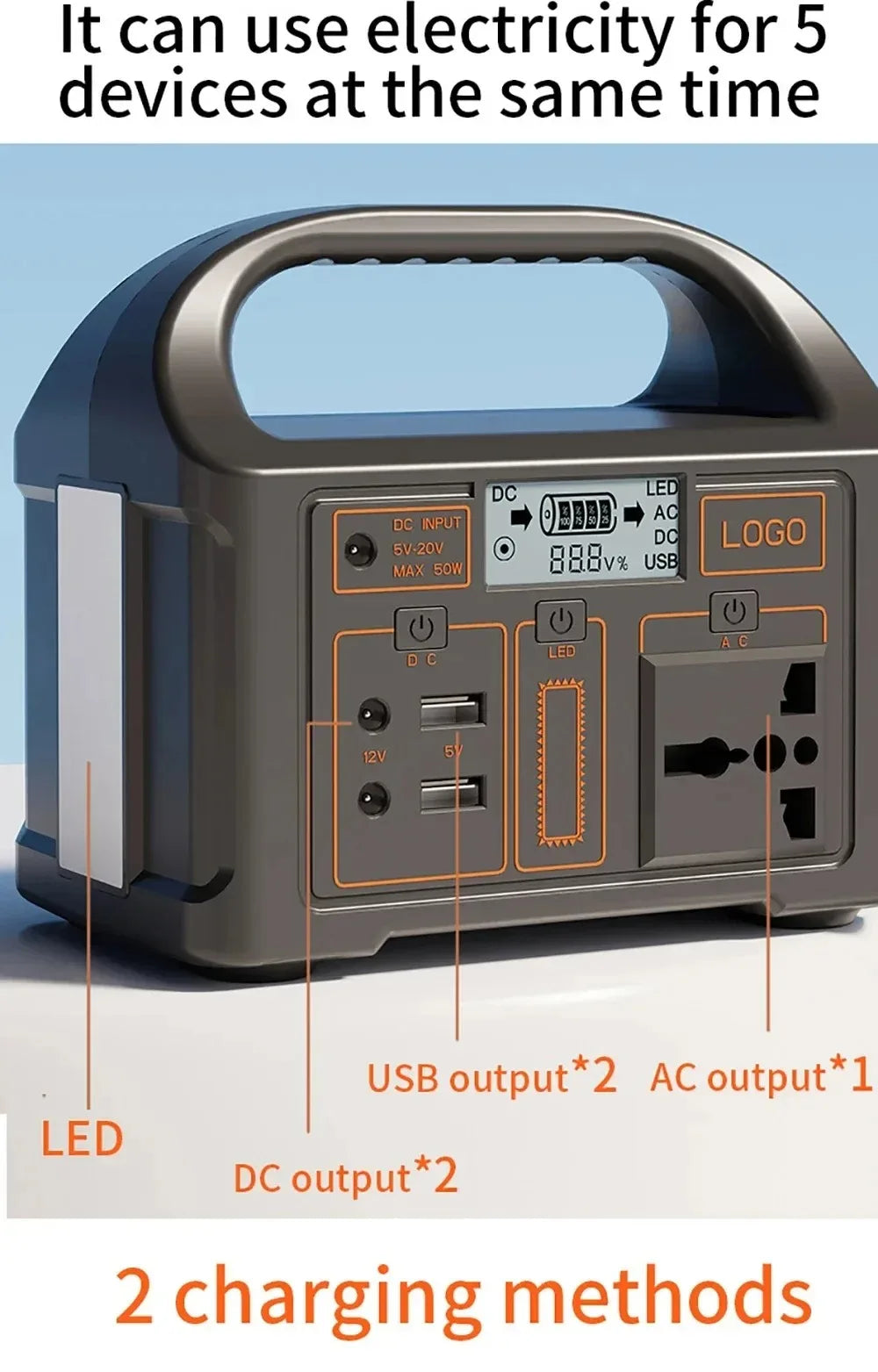 220V Outdoor Portable Mobile Power Supply 230 Wh 300W Power Station Generator LED First Aid Home Camping Computer Solar Charging