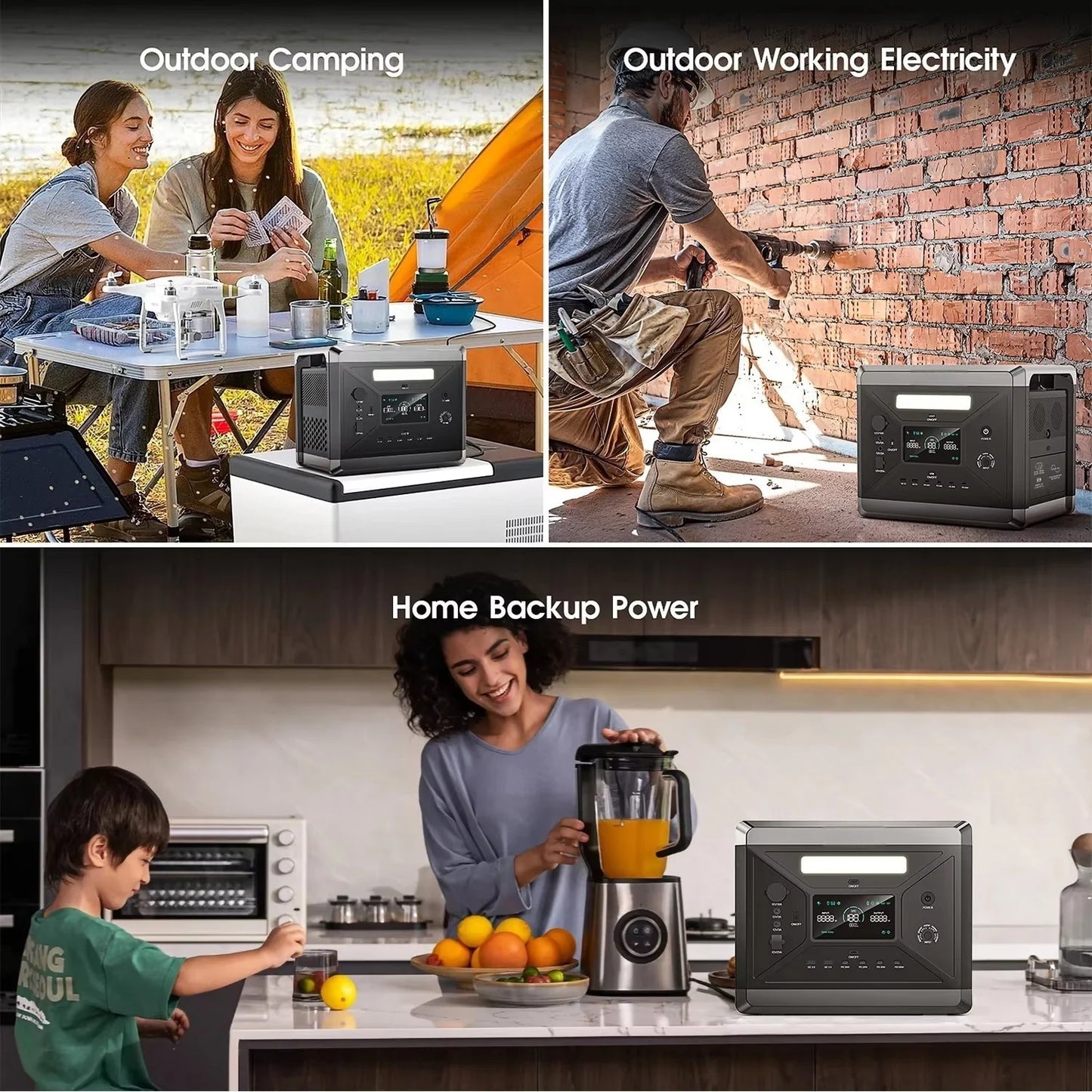 LiFePO4 Battery Q2501 Portable Power Station 2160WH With 2400W 4800W Peak AC Output Solar Generator for Garden Party