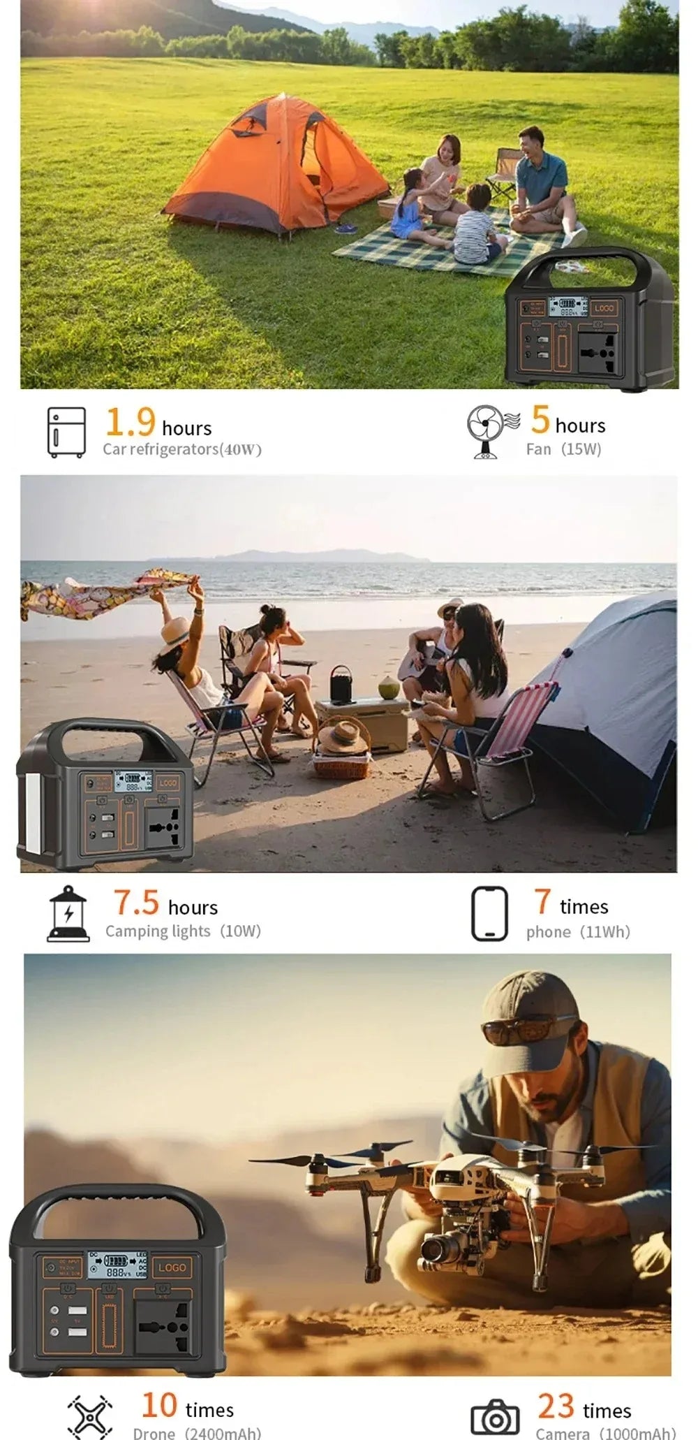 220V Outdoor Portable Mobile Power Supply 230 Wh 300W Power Station Generator LED First Aid Home Camping Computer Solar Charging