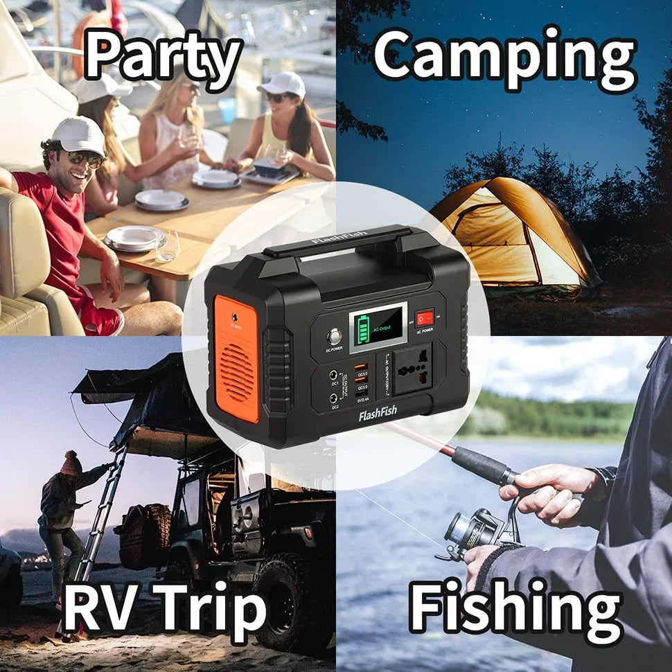 Powerstation E200 Portable Power Station 200W Solar Generator 151WH Battery AC DC Outdoor Camera Drone Power Supply Solar Charge
