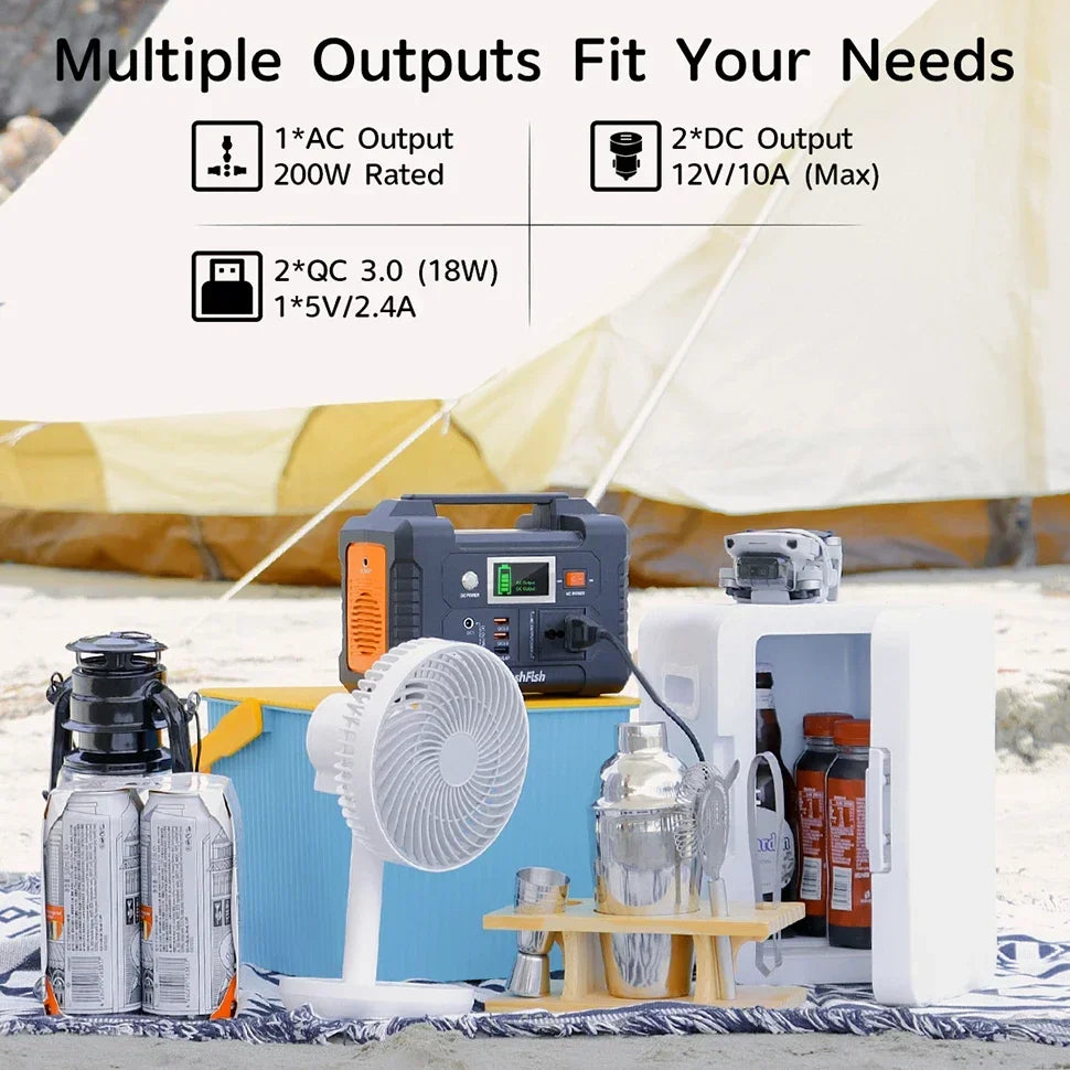 Powerstation E200 Portable Power Station 200W Solar Generator 151WH Battery AC DC Outdoor Camera Drone Power Supply Solar Charge