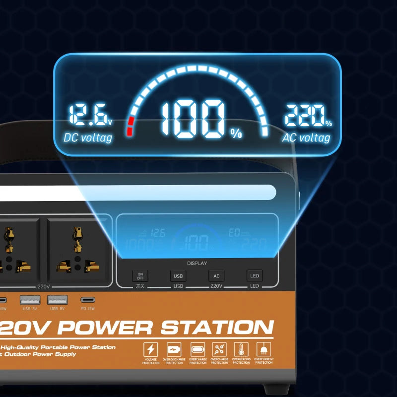 Mobile power 600W Portable Power Station 220V AC Output Multi-purpose for Office Home Backup Emergency Powerbank Outdoor Camping