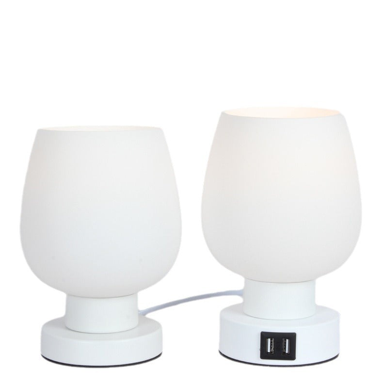 Nordic Simple Touch Glass Lamp Dimming Bedside Bedroom Usb Night Light