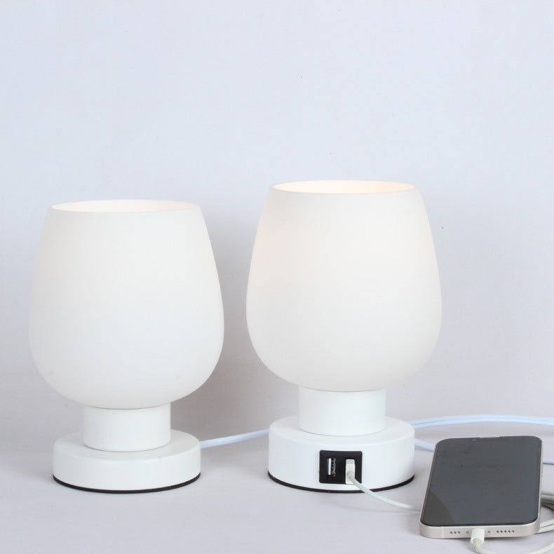 Nordic Simple Touch Glass Lamp Dimming Bedside Bedroom Usb Night Light