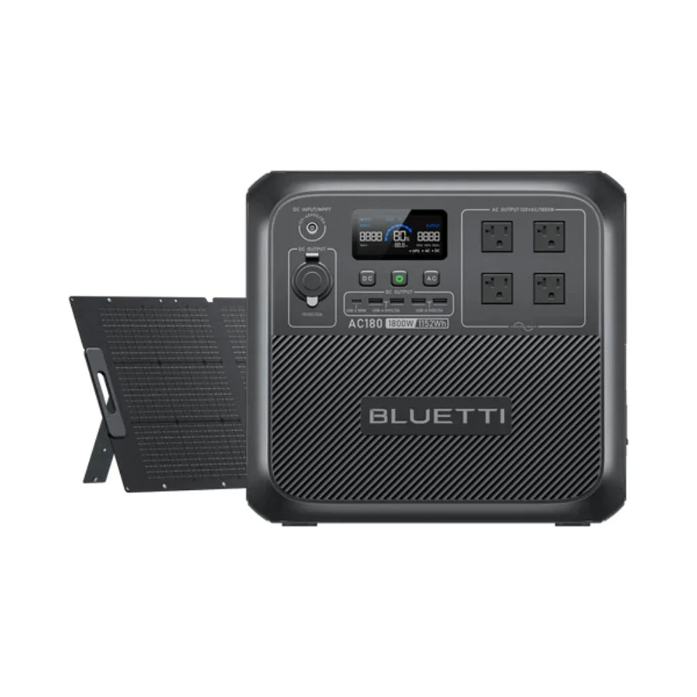 [US Plug] BLUETTI AC180 Solar Power Station, 1152Wh LiFePO4 Battery Backup 1800W AC Outlets, For Camping, Off-grid, Power Outage