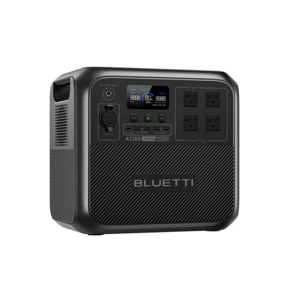 [US Plug] BLUETTI AC180 Solar Power Station, 1152Wh LiFePO4 Battery Backup 1800W AC Outlets, For Camping, Off-grid, Power Outage