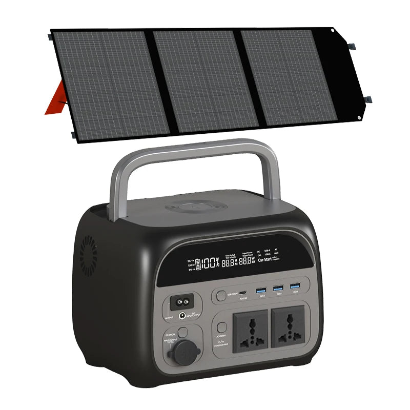 500W 200W Power Station With 100W Solar Panel 18V USB TYPE-C Portable Power Bank 345.6Wh 192Wh Lifepo4 Battery Charging Station