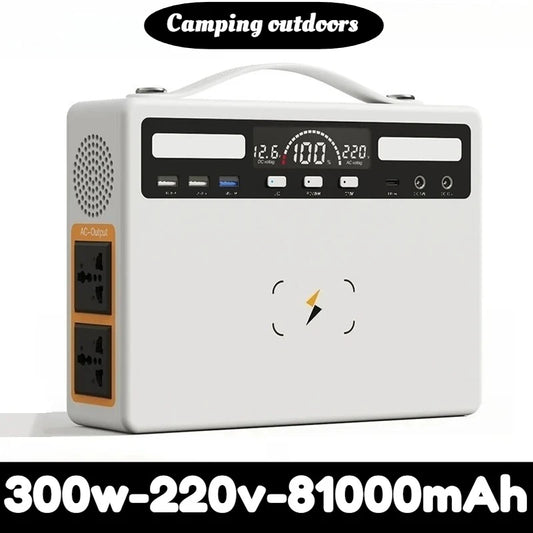 300W Portable Power Station 81000mAh 220V Solar Generator USB DC Wireless Mobile External Spare Battery for Outdoor Camping RV