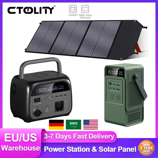 500W 200W Power Station With 100W Solar Panel 18V USB TYPE-C Portable Power Bank 345.6Wh 192Wh Lifepo4 Battery Charging Station