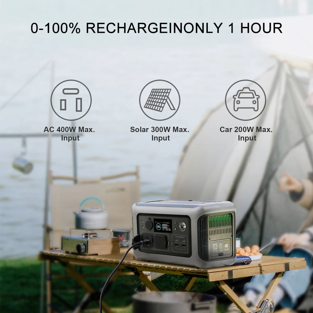 600W Portable Power Station 110V 220V Solar Generator 299Wh LiFePO4 Power Bank UPS Power Supply For Home Outdoor Camping Energy