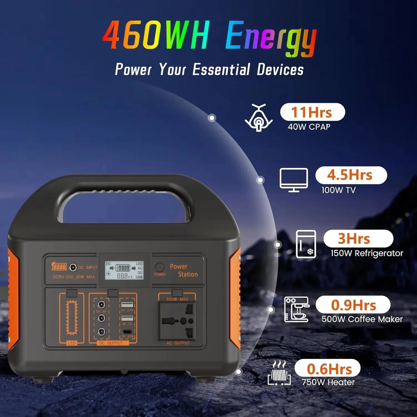 220V Outdoor Portable Mobile Power Supply 230 Wh 300W Power Station Generator LED First Aid Home Camping Computer Solar Charging