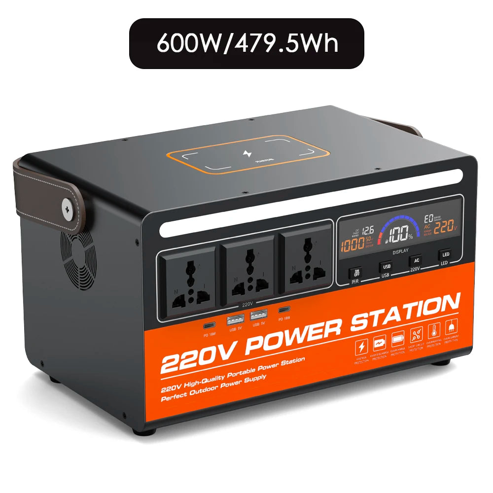 Mobile power 600W Portable Power Station 220V AC Output Multi-purpose for Office Home Backup Emergency Powerbank Outdoor Camping