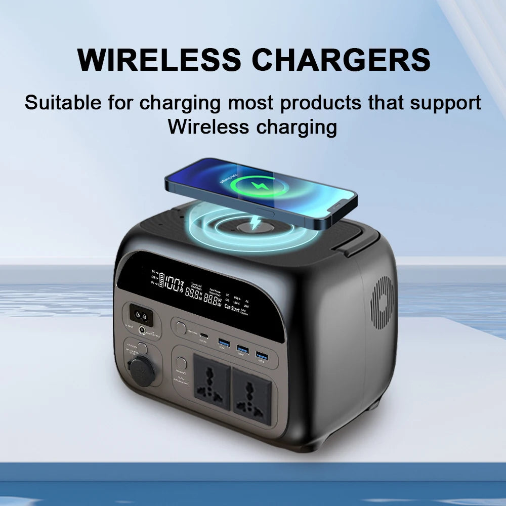 500W 200W Power Station With 100W Solar Panel 18V USB TYPE-C Portable Power Bank 345.6Wh 192Wh Lifepo4 Battery Charging Station