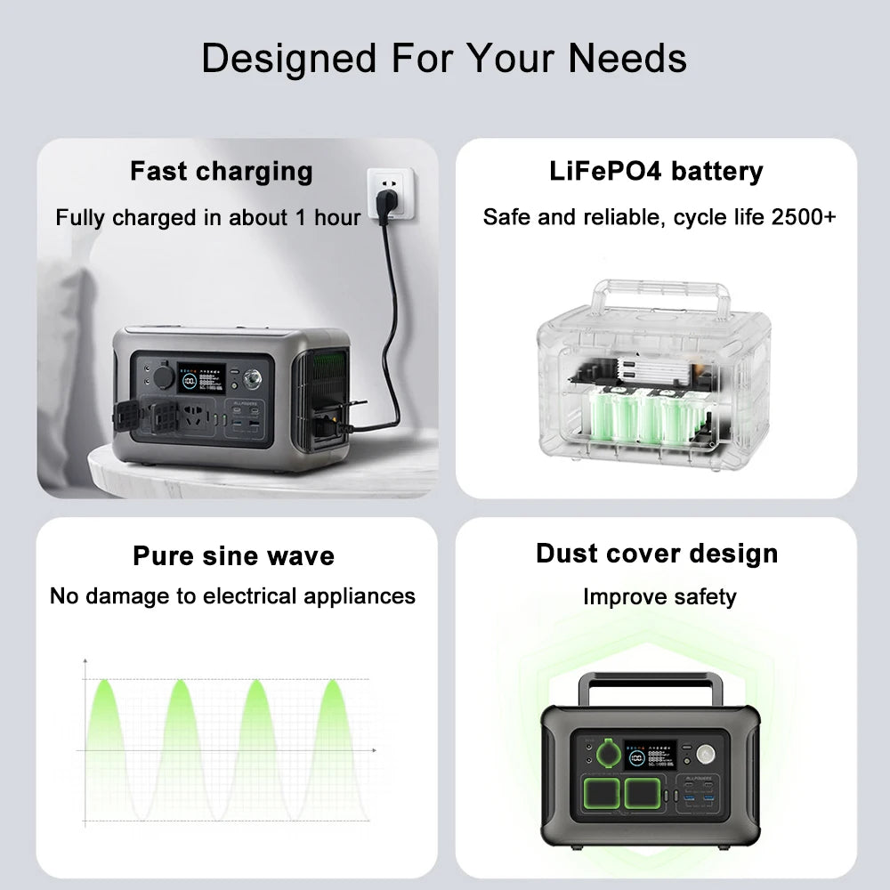 600W Portable Power Station 110V 220V Solar Generator 299Wh LiFePO4 Power Bank UPS Power Supply For Home Outdoor Camping Energy