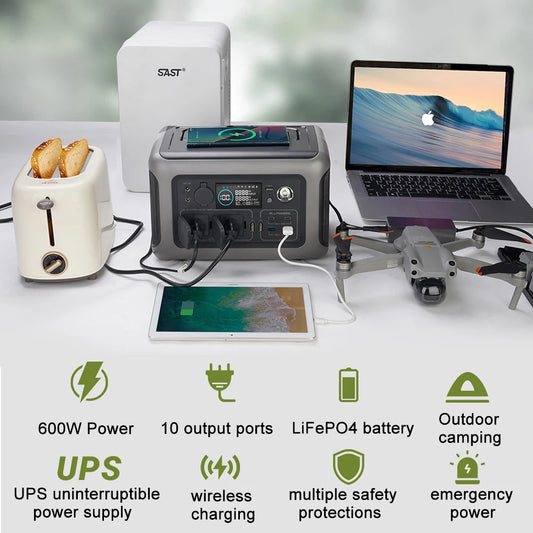 600W Portable Power Station 110V 220V Solar Generator 299Wh LiFePO4 Power Bank UPS Power Supply For Home Outdoor Camping Energy