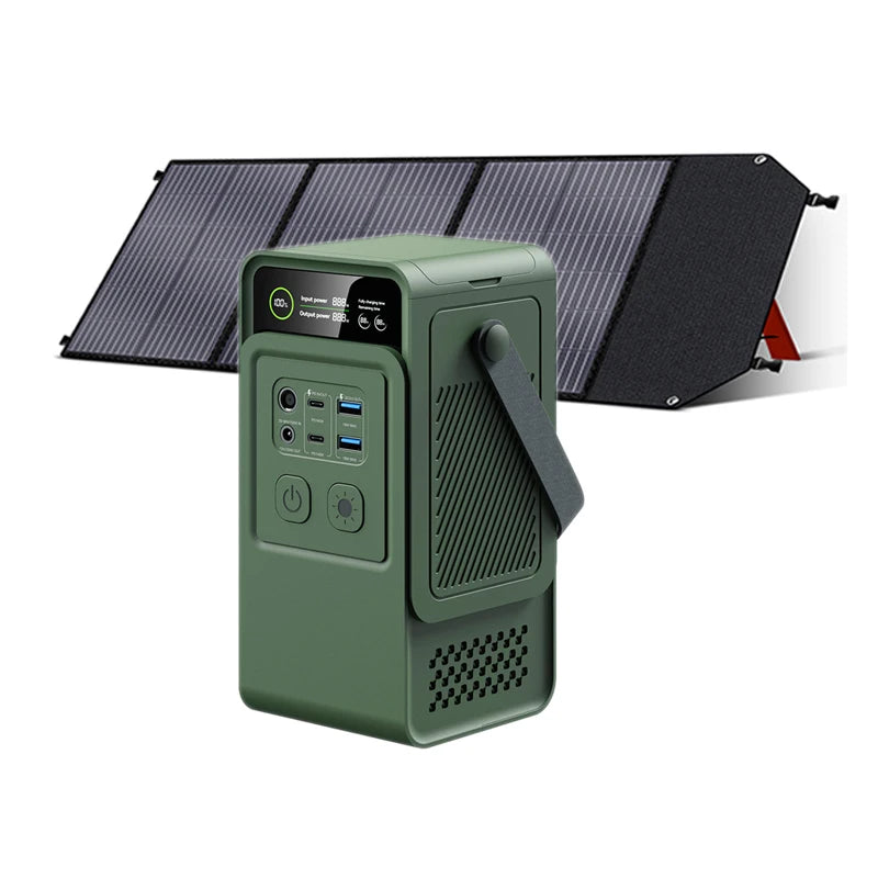500W 200W Power Station With 100W Solar Panel 18V USB TYPE-C Portable Power Bank 345.6Wh 192Wh Lifepo4 Battery Charging Station