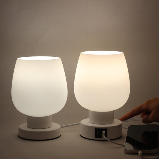 Nordic Simple Touch Glass Lamp Dimming Bedside Bedroom Usb Night Light